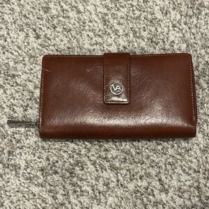 Valentina Brown Leather Wallet with Logo